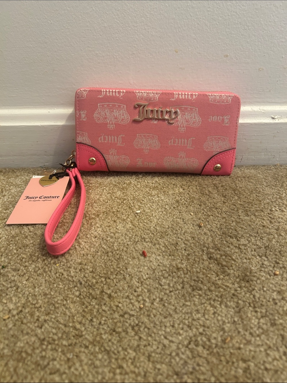 Juicy Couture Pink Logo Zip-Around Wristlet